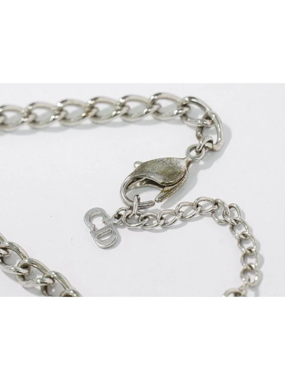 Dior Logo Plate Metal Bracelet Bangle Silver